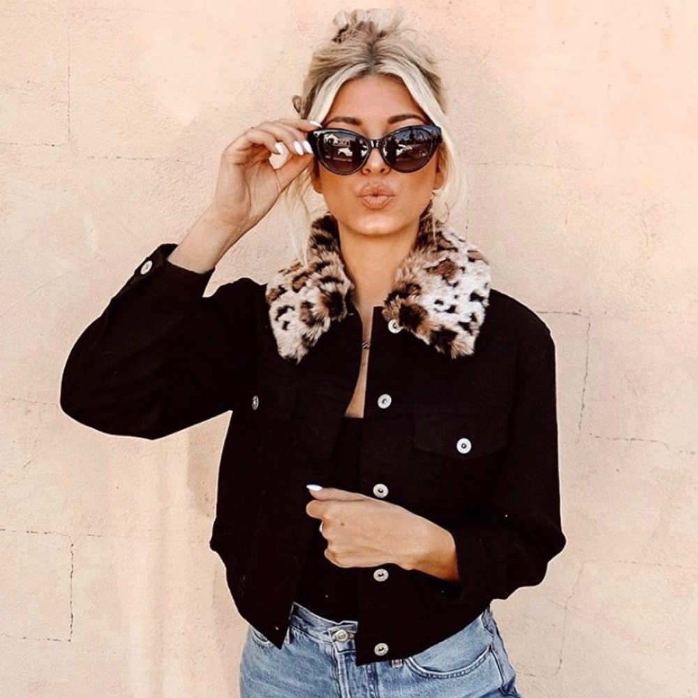 BB DAKOTA Leopard Denim Jacket